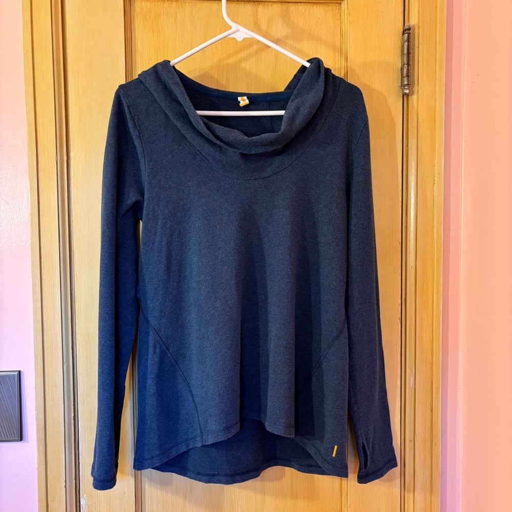 Lucy Dark Blue Cowl Neck Hoodie Size Medium
